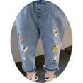 thumbnail image 4 of Toddler Straight Jeans Cute Heart Distressed Bottom Denim Pants Baby Girls Elastic Waist Pull on Jeans with Pockets, 4 of 4