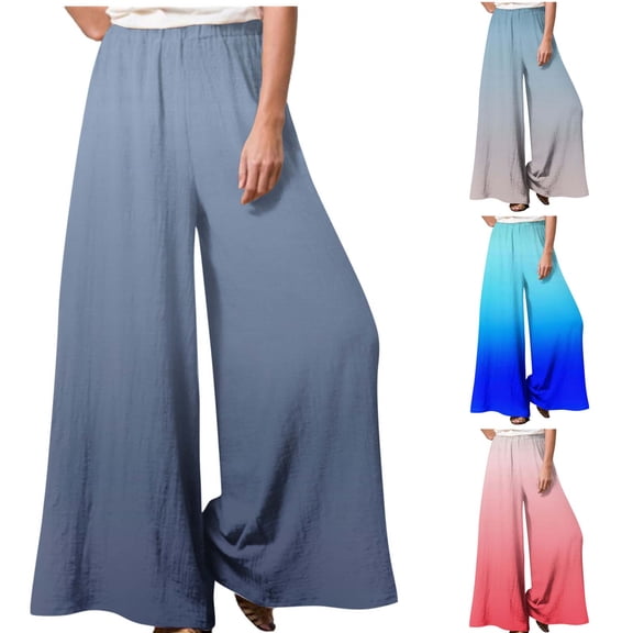 FRSASU Women Fashionable and Comfortable Gradient Colored Pants with Pockets Wide Leg High Waisted Flowy Pants for Women