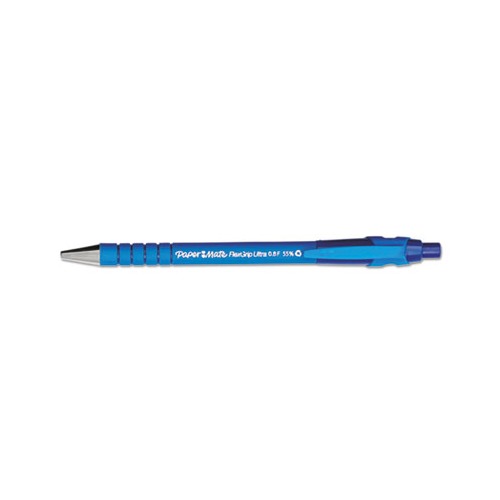 FlexGrip Ultra Retractable Ballpoint Pen 0.8mm, Blue Ink, Black/Blue Barrel, Dozen