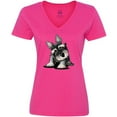 thumbnail image 3 of Inktastic Curious Schnauzer Women's V-Neck T-Shirt, 3 of 5