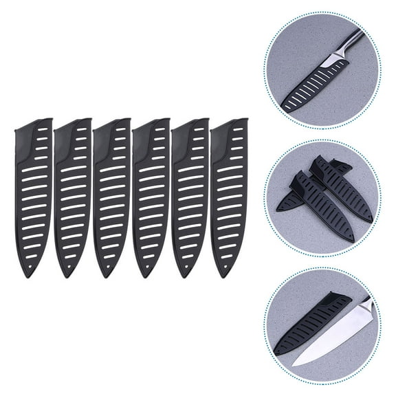 GOOHOCHY  6 Pcs House Knives Protectors Simple Cutter Sleeves Sheath Kitchen Cover Black
