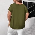 thumbnail image 3 of Kixjoy Dressy Blouses for Women Oversized Short Sleeve V Neck Shirt Casual Soild Baggy Tunic Tops Business Fashion Summer Blouses for Women, Green XL, 3 of 3