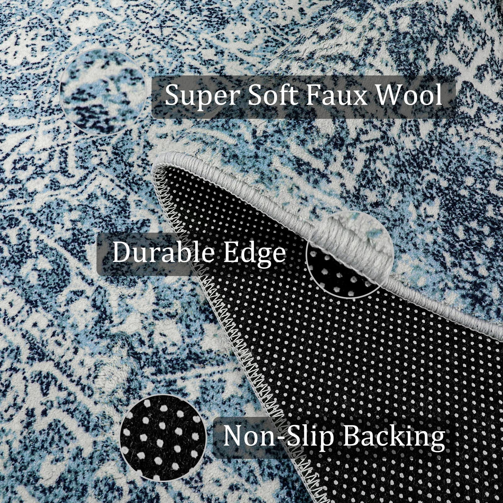Wonnitar Vintage 3x5 Rug, Washable Rug Runner for Hallways Non-Slip, Traditional Non-Shedding Entryway Mat Soft Carpet for Bathroom Foyer Bedroom