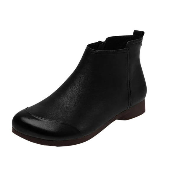 NOKIO Women's S𝗅ip On Ankle B𝗈𝗈𝑡𝑠 Casual Flat L𝗈w Heel B𝗈𝗈𝑡𝑠 Comfortable Round Toe Walking Shoes with Side Zipper Detail, Lightweight Non-S𝗅ip Work Booties for Daily and Work
