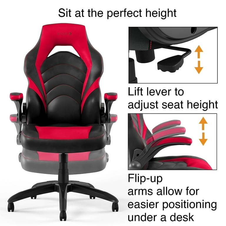 Staples Emerge Vortex Bonded Leather Gaming Chair, Black and Red