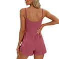 thumbnail image 3 of Yindaity Womens Athletic Workout Romper Summer Casual Spaghetti Strap Double Lined Short Jumpsuits Tennis Outfits Hot Pink,L, 3 of 4