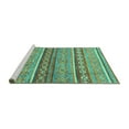 thumbnail image 2 of Ahgly Company Machine Washable Indoor Square Abstract Turquoise Blue Modern Area Rugs, 6' Square, 2 of 4