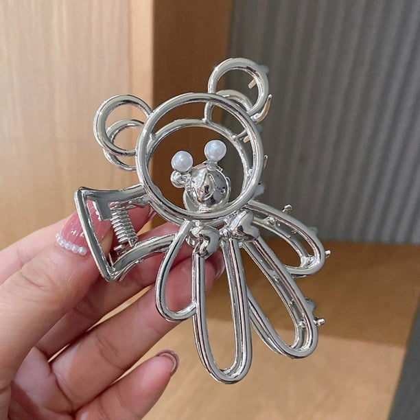 Pinzas para el cabello para mujeres, pinzas para peinar, pinzas para el cabello para niñas, pinza hueca de metal con forma de oso, pinza femenina sencilla y elegante, suero adelgazante para el cabello
