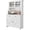 White Wood Grain, variant on Kitchen Pantry Cabinet with Microwave Stand - Coffee Bar & Buffet Hutch - 4 Doors and Adjustable Shelves - Tall Storage Cupboard for Dining Room