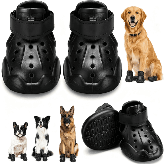 TELOLY Dog Shoes for Dogs,Clogs Boots Booties Hot Pavement,Rain Waterproof Shoe Summer Sandals Puppy Breathable Doggie Doggy Light Water Up Sneaker (Black,Large)