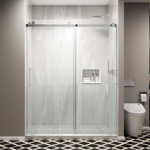 Dreamwerks 60 in. W x 79 in. H Single Semi-Frameless Shower Door with Clear Glass