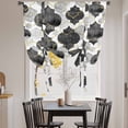 thumbnail image 3 of Black Geometric Moroccan Tie Up Curtains 45 Inches Long, Kitchen Window Curtains Over Sink, Abstract Art Grey Ombre Modern Small Window Curtains Shade Balloon Curtains Valances for Bedroom 34"x45", 3 of 8