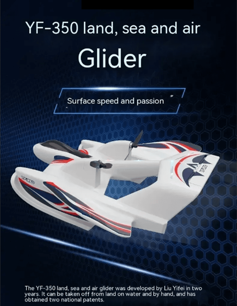 Roofworld YF-350 RC Glider Amphibious Waterproof EPP Foam Fixed-Wing Aircraft 2.4G Airplane w+ LED