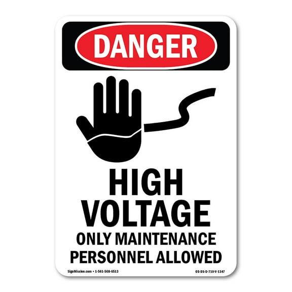 OSHA Danger Sign -  High Voltage Only Maintenance | Decal | Protect Your Business, Construction Site, Warehouse & Shop Area |  Made in The USA