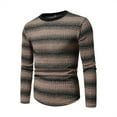 thumbnail image 2 of Striped Long Sleeve Sweater Crewneck Sweatshirts Men Cotton Long Sleeve Workout Tops for Men Cropped Zip Hoodies for Men Cropped Fall Sweaters for Men Trendy, 2 of 7