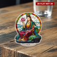 thumbnail image 6 of Rotatable acrylic ornament depicting Water Moon Guanyin in a serene pose with a lotus flower vibrant stained glass design ultra HD quality, 6 of 8