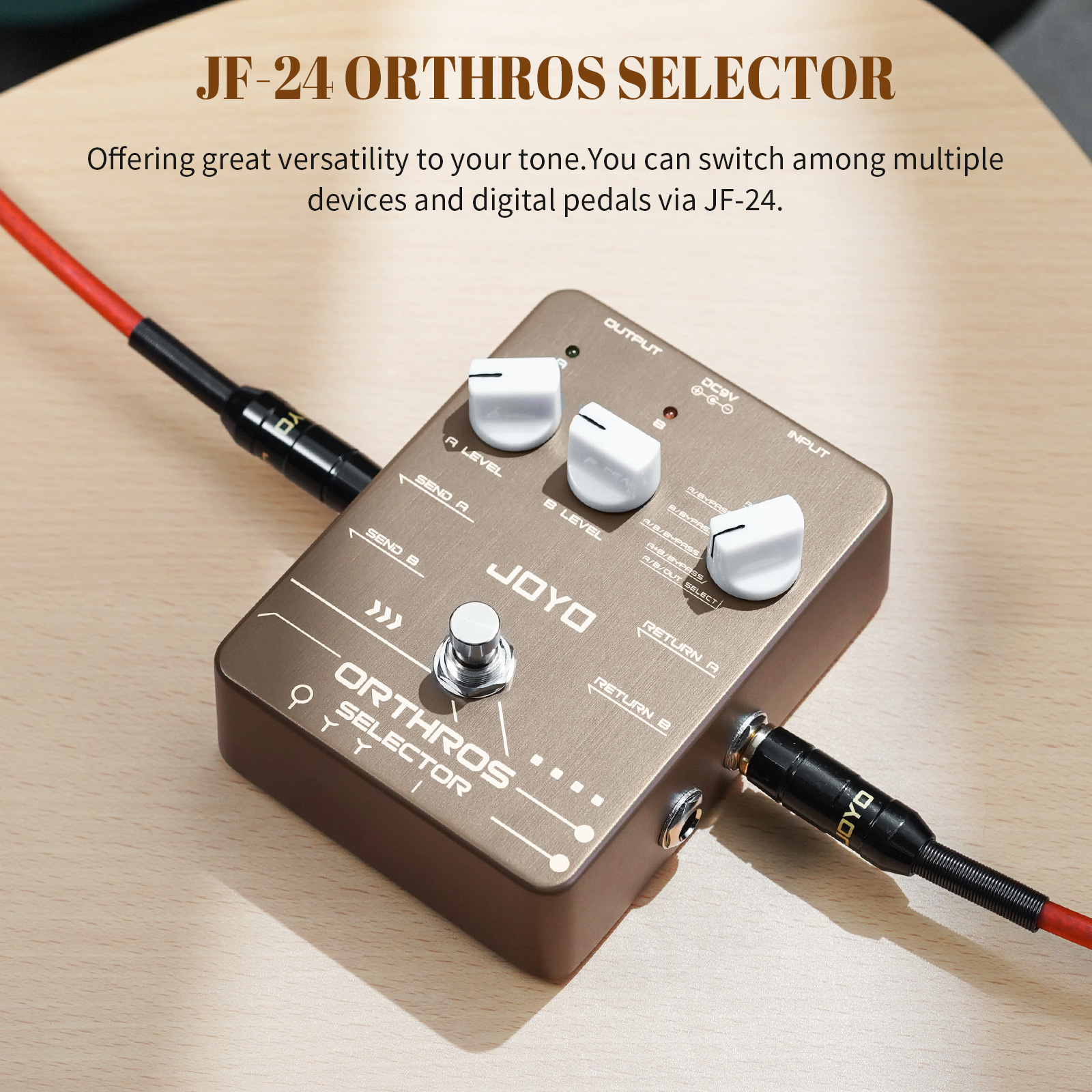 JOYO JF-24 Metal Alloy Line Selector Guitar Effect Pedal, 6 Mode Switch with 2 Independent Effect Loops for Electric Guitar & Bass