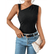 thumbnail image 3 of Blusa Asimétrica de Punto Fruncido para Mujer, Estilo Y2K, Sin Mangas, de un Solo Hombro, Ajustada, de Verano 2025 Negro L, 3 of 9