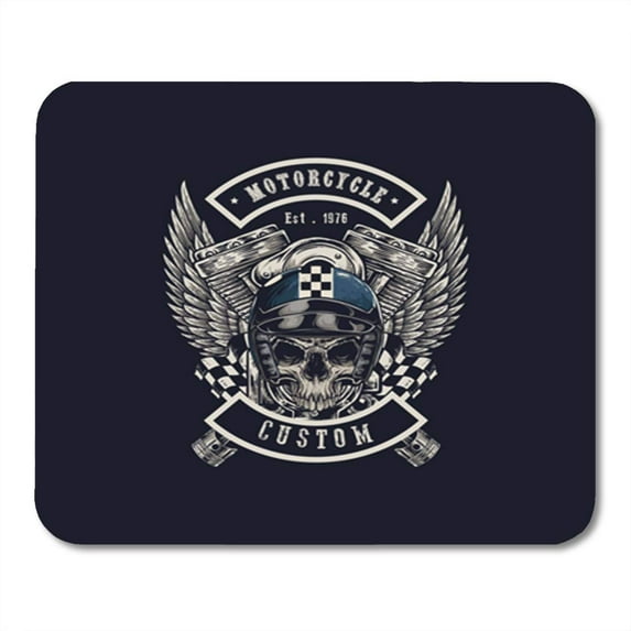 KDAGR Vintage Motorcycle Monochrome Skull Engines and Wing in Helmet Graphics Biker Mousepad Mouse Pad Mouse Mat 9x10 inch