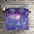 thumbnail image 2 of Ambesonne Nebula Quilted Coverlet 3 Pcs, Milky Way Galaxy Stars, Queen Size, Navy Purple, 2 of 2