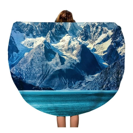 KDAGR 60 inch Round Beach Towel Blanket Glacier Bay Cruise Alaska Nature Landscape National Park Travel Circle Circular Towels Mat Tapestry Beach (Best Glacier Cruise In Alaska)