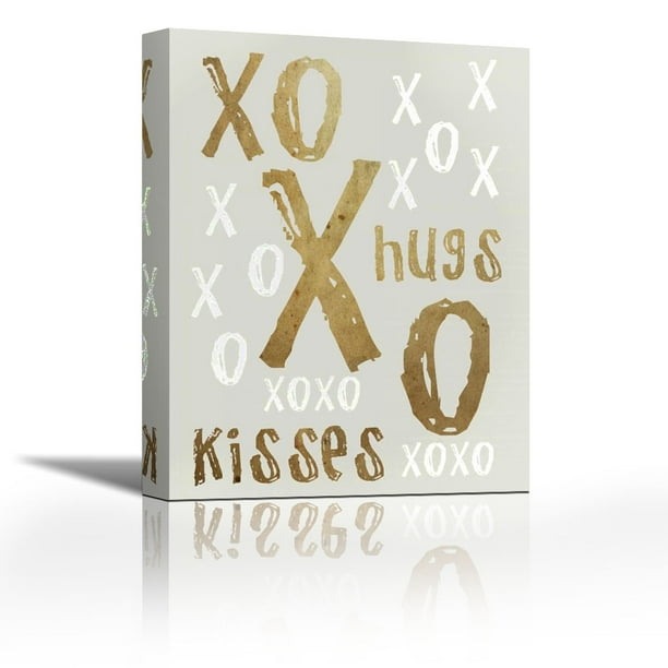 Hugs And Kisses Gold Contemporary Fine Art Giclee On Canvas Gallery Wrap Wall Décor Art Painting 24 X 32 Inch Ready To Hang Walmart Com Walmart Com