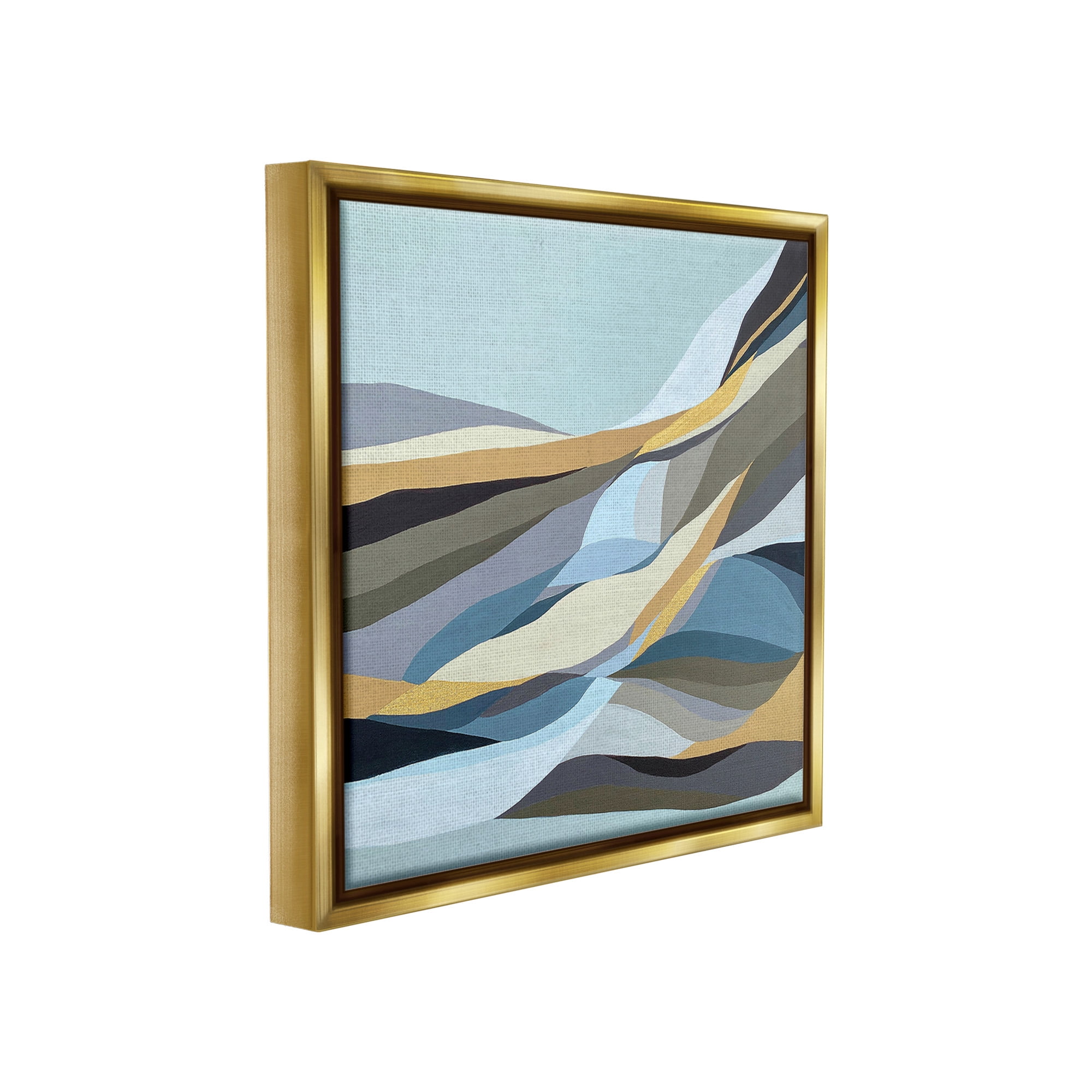 Stupell Industries Geometric Mountains Landscape Abstract Painting Gold Floater Framed Canvas Art Print Wall Art, 25 x 25