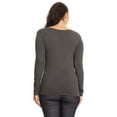 thumbnail image 4 of Lady's scoop Seamless Long Sleeve Top - Charcoal, Plus Size, 4 of 5