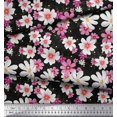 thumbnail image 2 of Soimoi Moss Georgette Fabric Cosmos Floral Printed Craft Fabric by The Yard 42 Inch Wide, 2 of 3