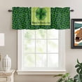 thumbnail image 2 of Kitchen Valances for Window, Green Clovers St. Patrick's Day Light Filtering Rod Pocket Valance Curtain, Watercolor Shamrock Stripes Short Curtains Window Topper for Bedroom Living Room 42x12in, 2 of 9