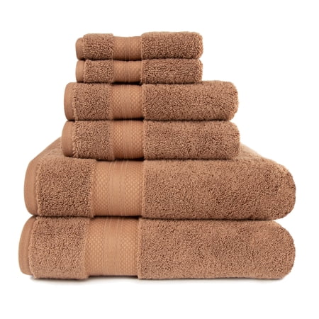 100% Turkish Long Staple Cotton 6-Piece Towel Set, 2 Face, 2 Hand, and 2 Bath Taupe