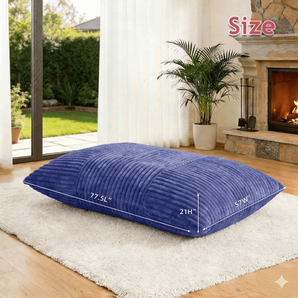 76" Oversized Convertible Bean Bag Sofa Bed with Washable Cover, Folding Memory Foam Reading Chair for Adults, Comfortable Reclining Floor Couch for Living Room and Movie Nights