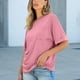 thumbnail image 4 of Sudaderas con capucha cómodas,Blusa informal de manga corta para mujer, cuello redondo, bolsillo, mezcla de poliéster y elastano, ajuste suave y cómodo, ideal para uso diario en casa, sopatenor, 4 of 8