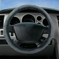 thumbnail image 1 of Luxury Driver Steering Wheel Cover Grey Quilted Velour, 1 of 1