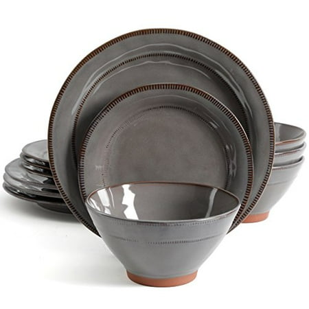 Gibson Elite Terranea 12 Piece Dinnerware Set - Gray