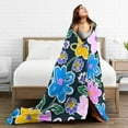 thumbnail image 6 of XMXY Fleece Throw Blanket for Couch, Hand Painted Colored Flowers Lightweight Plush Fuzzy Cozy Soft Bed Blankets and Throws for Sofa, 80"x60" inches, 6 of 8