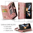 thumbnail image 3 of For Samsung Galaxy Z Fold 4 5G Wallet Case,Multi-Functional Retro Leather Purse Flip Cover Zipper Wallet Case with Removable Card Slots Pocket & Detachable Wrist Strap Magnetic Phone Case, Pink, 3 of 6