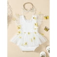 thumbnail image 3 of Bagilaanoe Newborn Summer Outfits Baby Girl Rompers Dress Butterfly Fly Sleeve Bodysuits + Hairband 3M 6M 12M 18M 24M Infant Tulle Patchwork A-line Dresses, 3 of 9