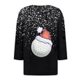 thumbnail image 4 of Fiudx Ofertas Flash Del Día Camiseta Holgada de Manga 3/4 con Cuello En V y Estampado Navideño Informal a La Moda para Mujer, 4 of 5
