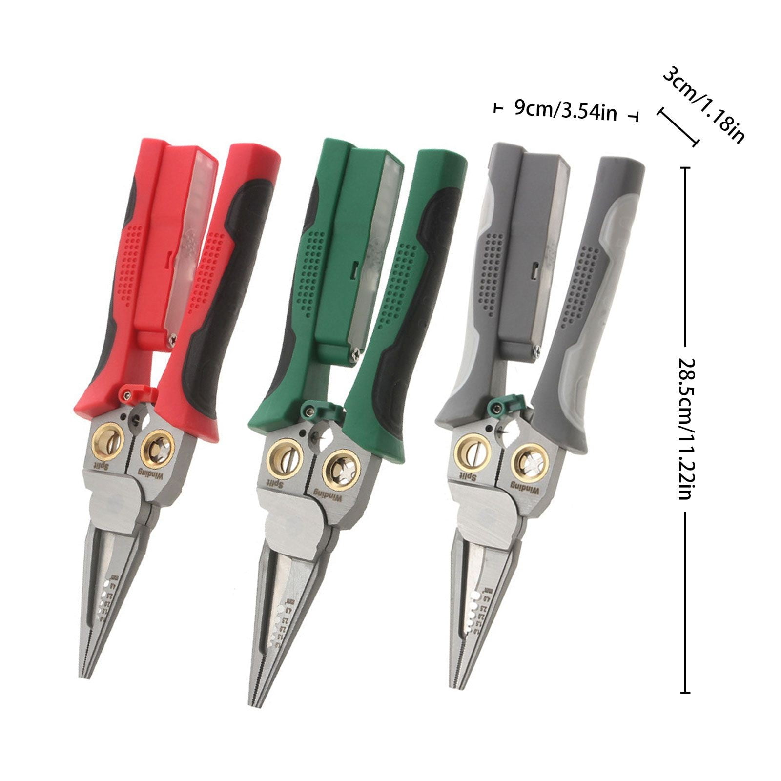 8 In 1 Wire Stripper with Voltage Tester Multi Function Cable Cutters - Pliers Crimper Splitter, Hardened Steel Blades, Cuts & Strips 10-18 AWG Wires, Compact Design, Green, 1 PCS