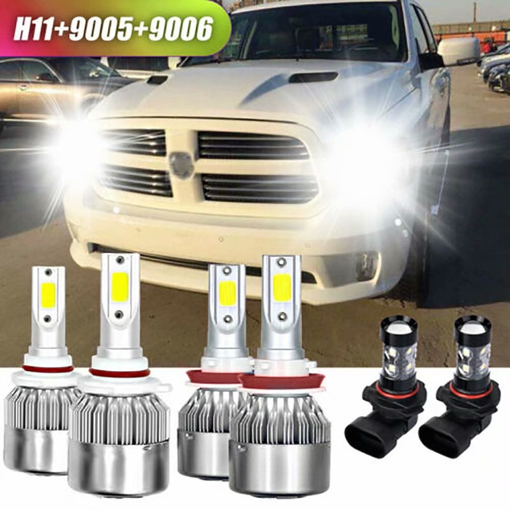 4X H13 Headlight Kit 9006 Fog Light Bulbs for Dodge Ram 1500 2500 3500 2006-2009 