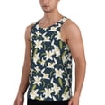 thumbnail image 2 of Cauagu Lilies Flowers Print Men's Sleeveless Muscle Shirts,Tank Tops Quick Dry Workout Tank Top Gym Muscle Tee Fitness Bodybuilding T Shirt for Men-Small, 2 of 7