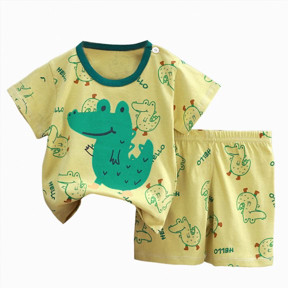enyan Boy Baby Clothes Suits Sleeve Color Matching Tri Color Tops Shorts Set Toddler Boy Clothes,Green,9-18 Months