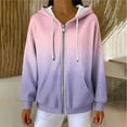 thumbnail image 4 of ZUKMRJPC Women's Zip Up Hoodie Long Sleeve Gradient Color Knitted Cotton Outwear Fall Winter Lightweight Hooded Sweatshirt with Pockets, 4 of 6
