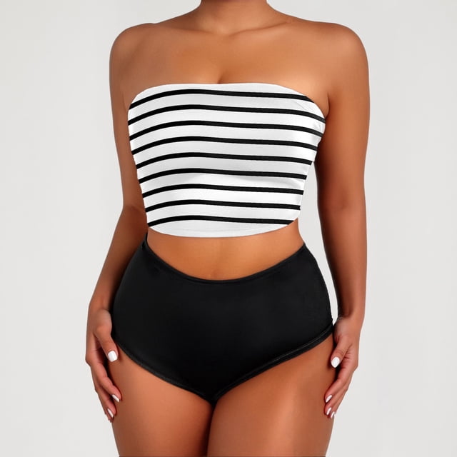 Swimsuit for Women Push Up Bikini Top Tummy Control Bathing Suit High Cut Mid Rise Sporty Swimwear