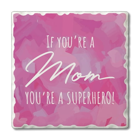 

CounterArt Superhero Mom 4-Pack Absorbent Tumbled Tile Coasters 4 Square