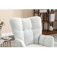 thumbnail image 5 of Teddy Fabric Rocking Chair, Nursery Glider with Solid Wood Rocking Base and Sturdy Metal Frame, Comfortable Seat for Nursery and Living Room, Ivory, 5 of 7