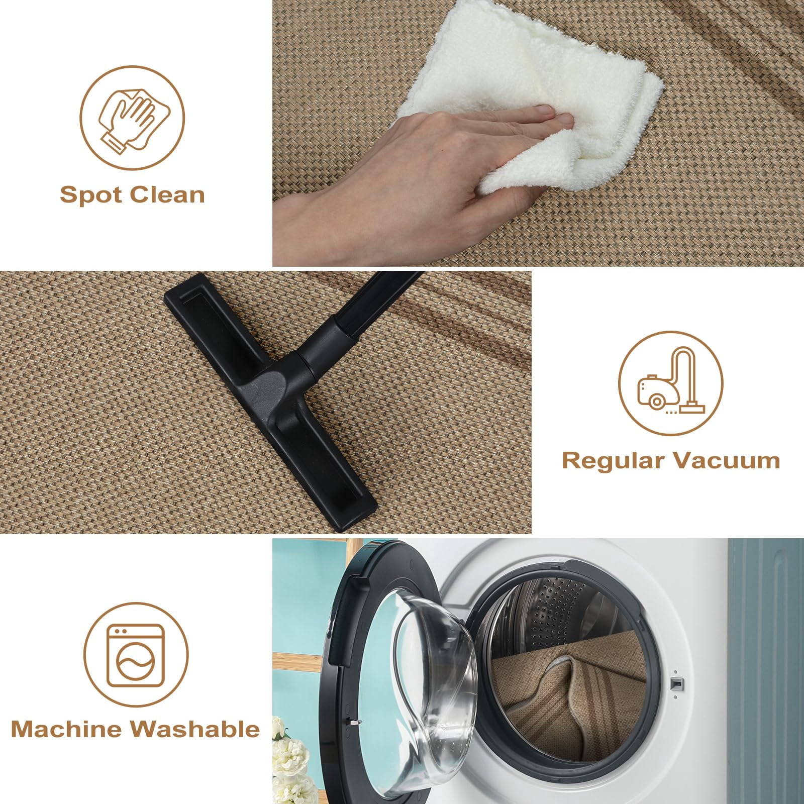 Modern Easy Jute Rug  2x6 Kitchen Runner Washable Runners For Hallways Farmhouse Carpet Non Slip Indoor Outdoor Contemporary Door Mat Porch Laundry Entryway