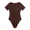 thumbnail image 3 of MaFYtyTPR Women's Shapewear Bodysuits Tummy Women's Fashion Tight Fitting Casual Square Neck Yoga Bodysuit with Short Sleeves Z-Coffee XL, 3 of 4