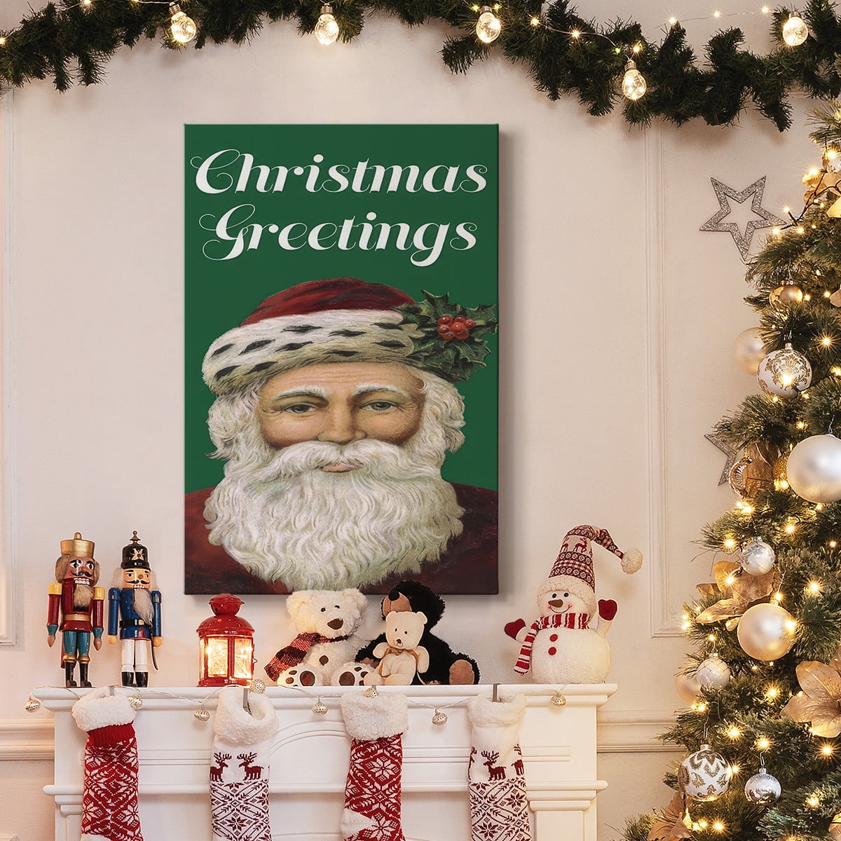 Retro Santa Claus I- Gallery Wrapped Canvas